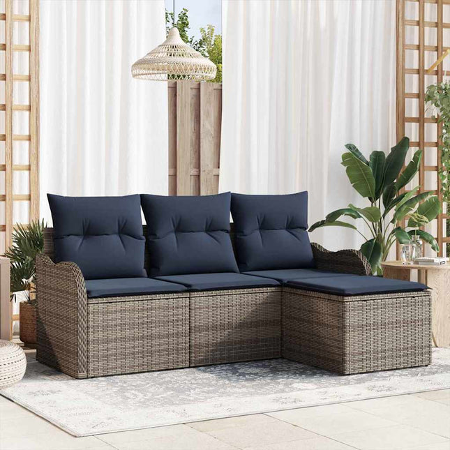 Havesofa Sæt Grå polyrattan
