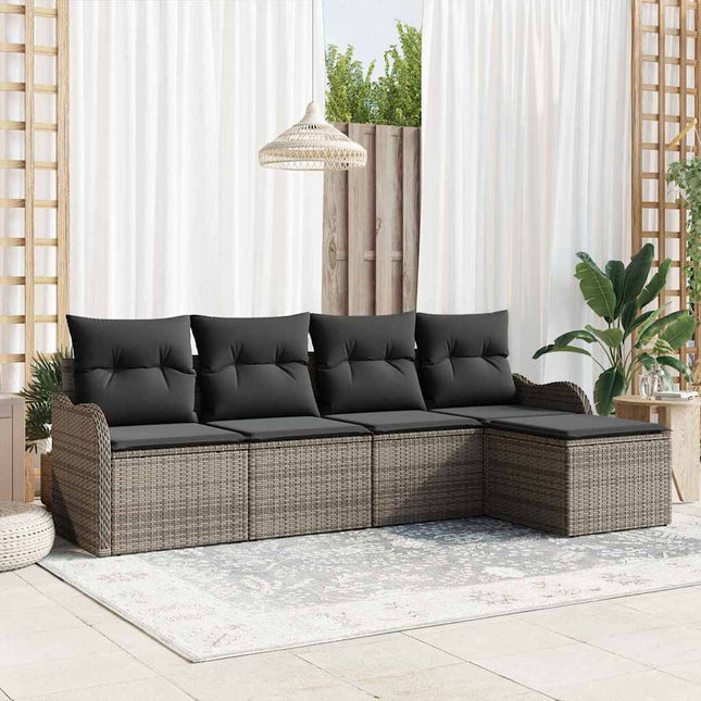 Havesofa Sæt Grå polyrattan