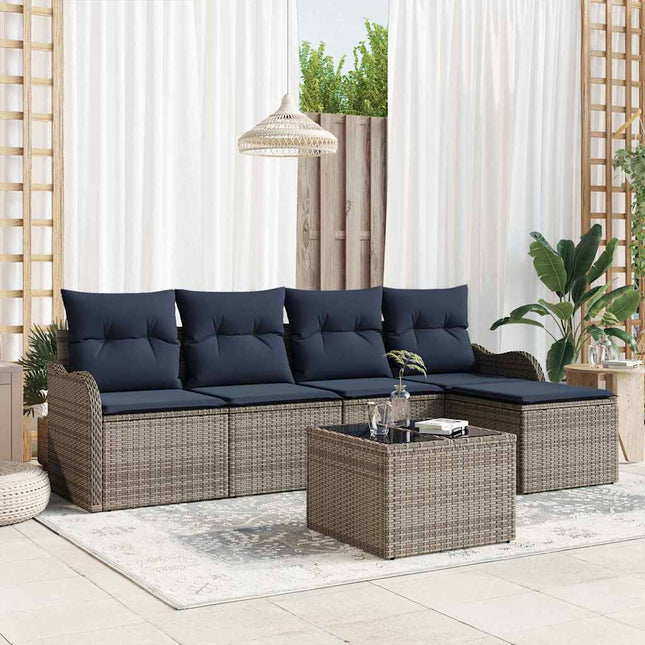Havesofa Sæt Grå polyrattan