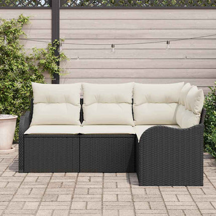 Havesofa Sæt 4 stk. Sort polyrattan
