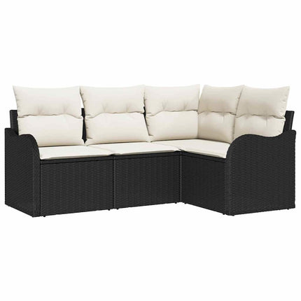 Havesofa Sæt 4 stk. Sort polyrattan