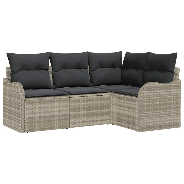 Havesofa Sæt 4 pcs Lysegrå polyrattan