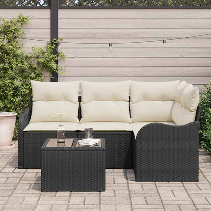 Havesofa Sæt 5 stk. Sort polyrattan