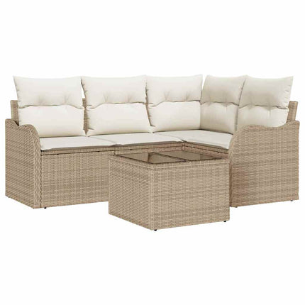 Havesofa Sæt 5 pcs Beige polyrattan