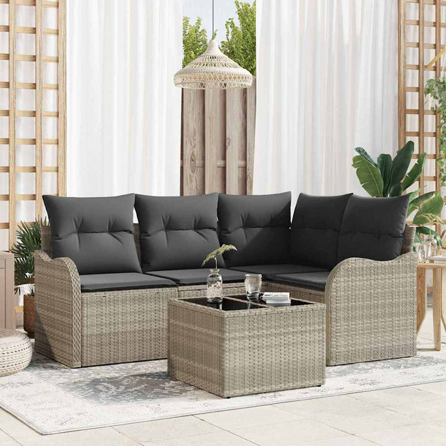 Havesofa Sæt Lysegrå polyrattan