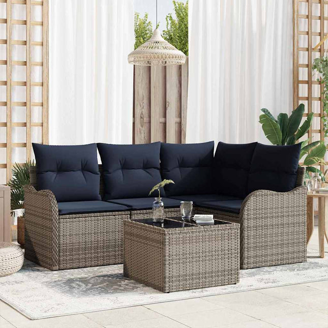 Havesofa Sæt Grå polyrattan