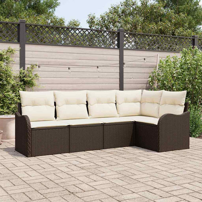 Havesofa Sæt 5 pcs Brun polyrattan