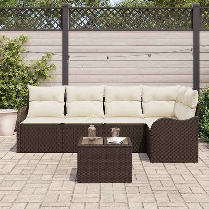 Havesofa Sæt 6 stk. Brun polyrattan