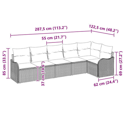 Havesofa Sæt Sort polyrattan
