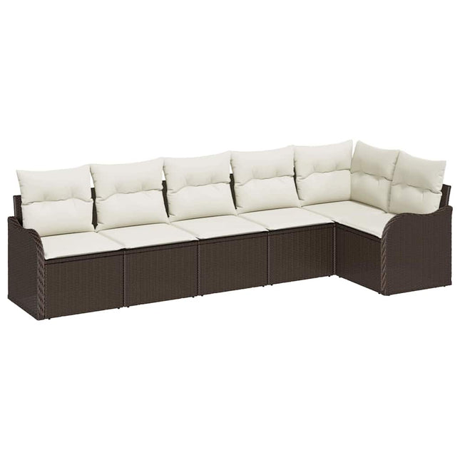 Havesofa Sæt 6 pcs Brun polyrattan