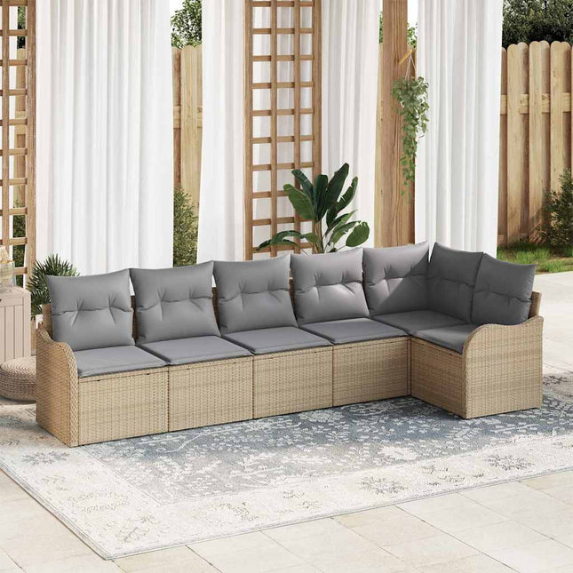Havesofa Sæt 6 pcs Beige polyrattan