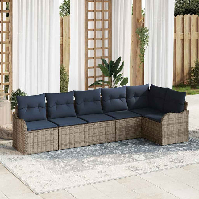 Havesofa Sæt 6 stk. Grå polyrattan