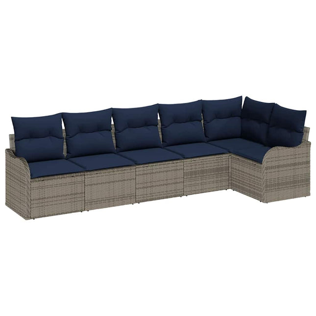 Havesofa Sæt 6 stk. Grå polyrattan