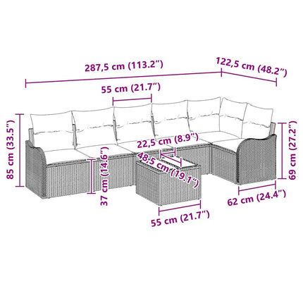 Havesofa Sæt Sort polyrattan