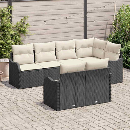 Havesofa Sæt 7 stk. Sort polyrattan