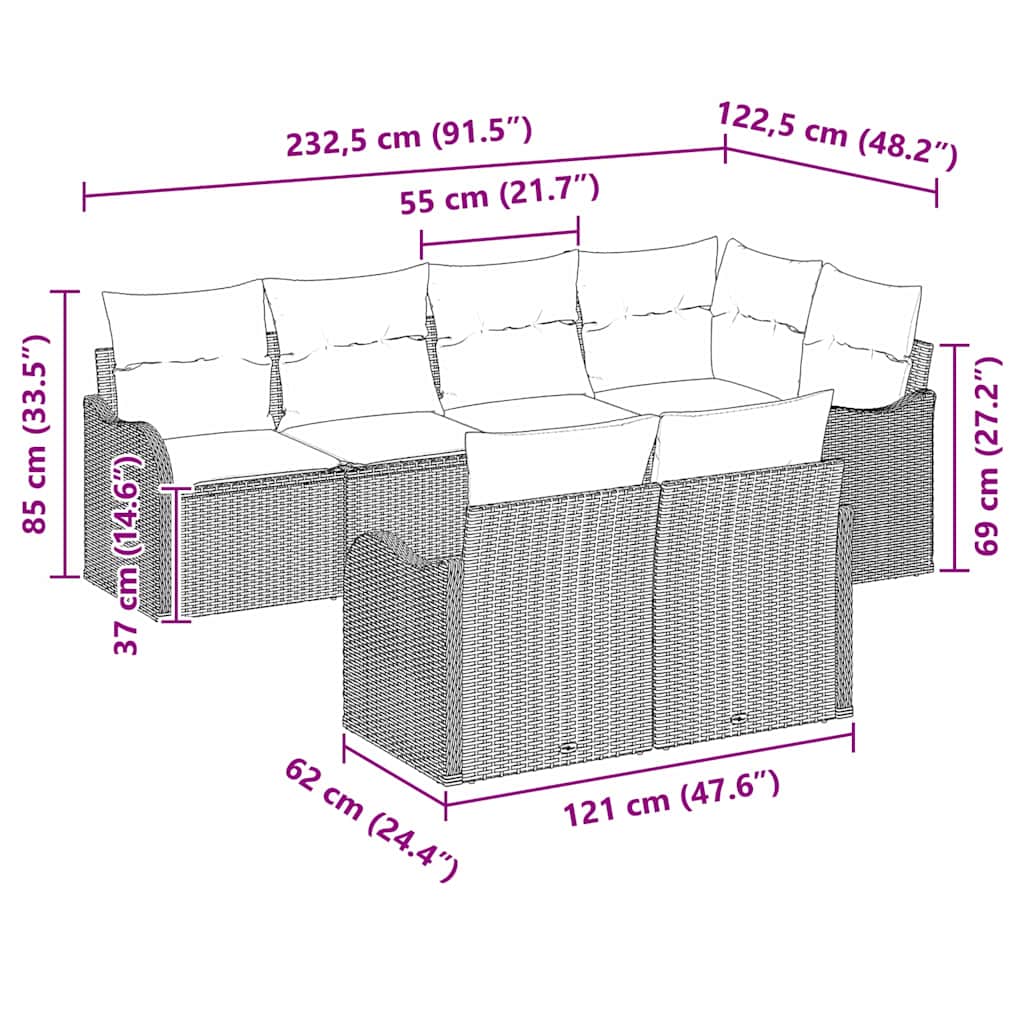 Havesofa Sæt Brun polyrattan