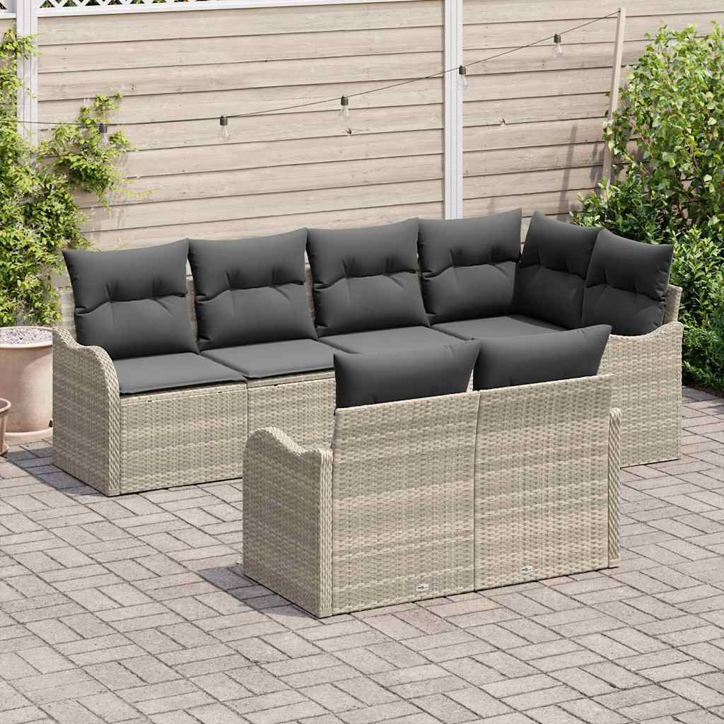 Havesofa Sæt Lysegrå polyrattan