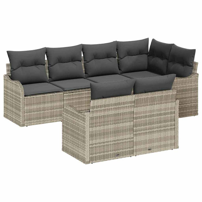 Havesofa Sæt Lysegrå polyrattan