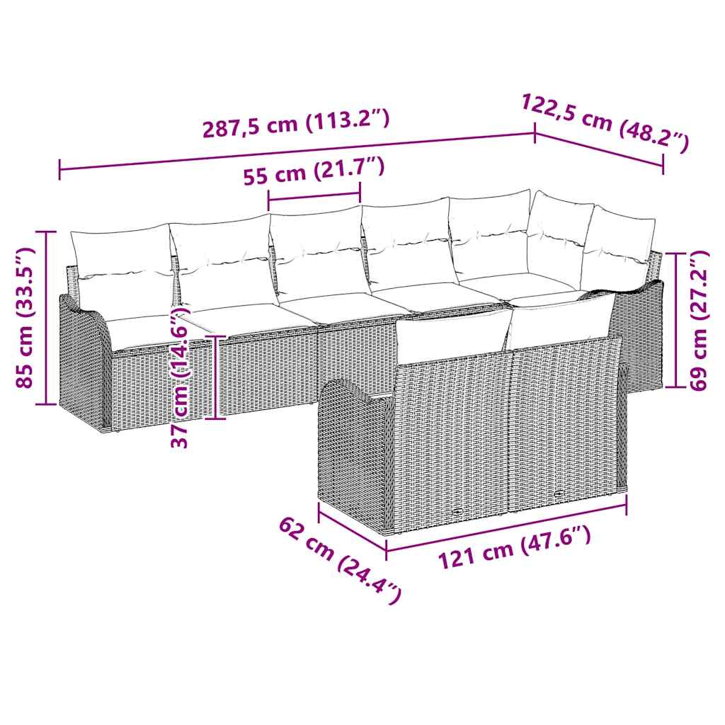 Havesofa Sæt 8 pcs Beige polyrattan