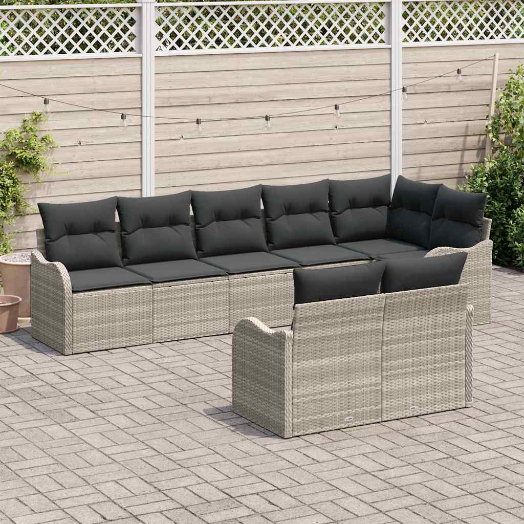 Havesofa Sæt Lysegrå polyrattan