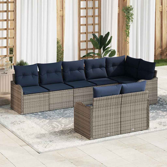 Havesofa Sæt 8 stk. Grå polyrattan