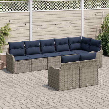 Havesofa Sæt 8 stk. Grå polyrattan