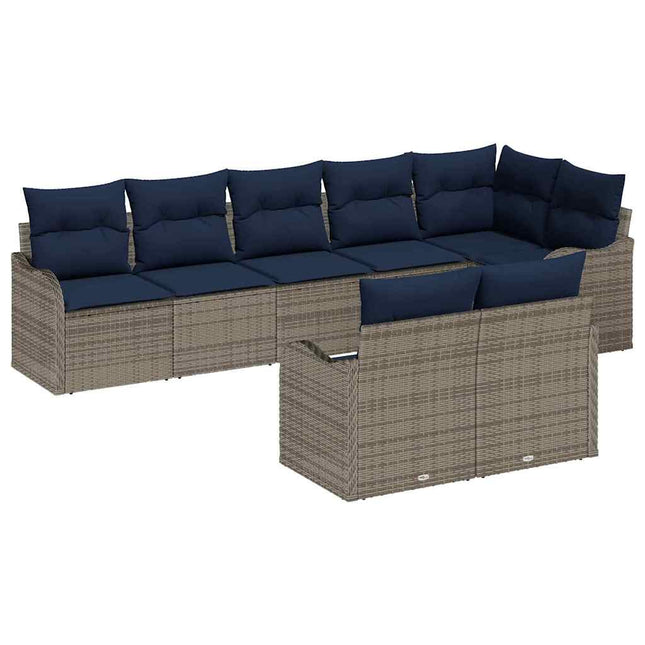Havesofa Sæt 8 stk. Grå polyrattan