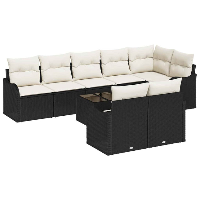 Havesofa Sæt Sort polyrattan