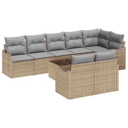 Havesofa Sæt 9 pcs Beige polyrattan