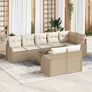 Havesofa Sæt 9 pcs Beige polyrattan