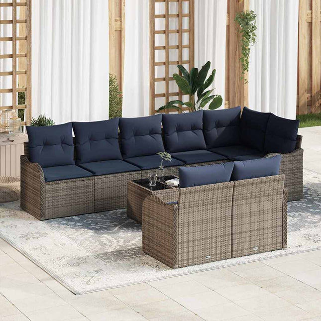 Havesofa Sæt 9 stk. Grå polyrattan