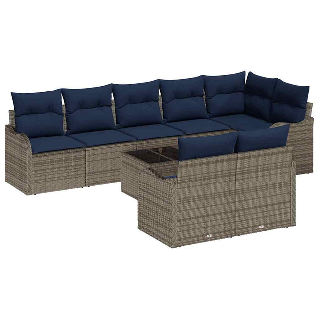 Havesofa Sæt 9 stk. Grå polyrattan