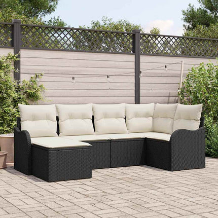 Havesofa Sæt 6 stk. Sort polyrattan