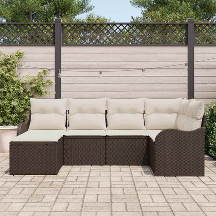 Havesofa Sæt med pude 6 pcs Brun Poly rattan