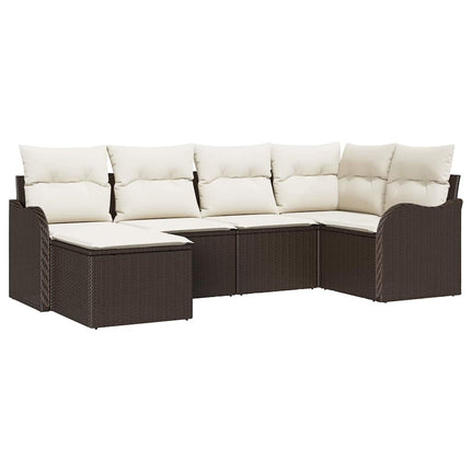 Havesofa Sæt med pude 6 pcs Brun Poly rattan