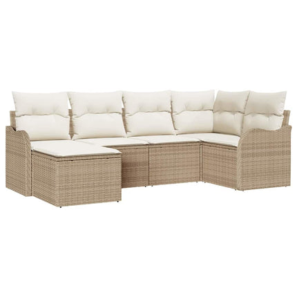 Havesofa Sæt med pude 6 pcs Beige Poly rattan