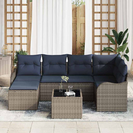 Havesofa Sæt 7 stk. Grå polyrattan