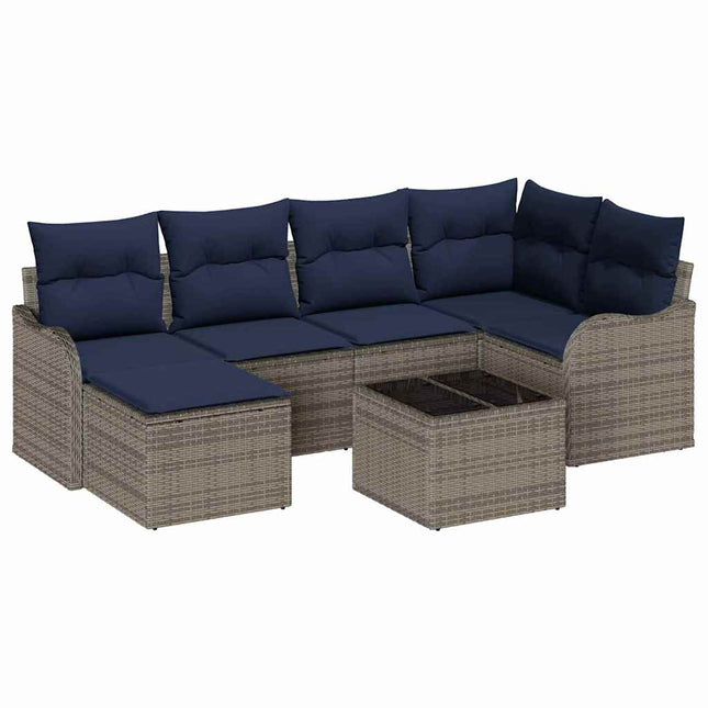 Havesofa Sæt 7 stk. Grå polyrattan
