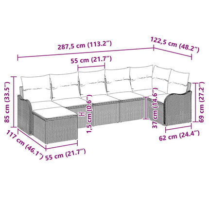 Havesofa Sæt 7 pcs Beige polyrattan