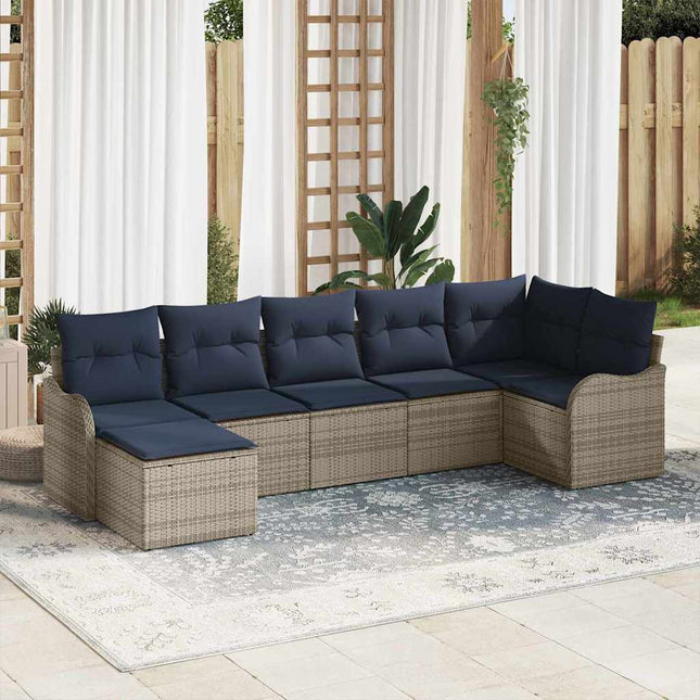 Havesofa Sæt 7 stk. Grå polyrattan