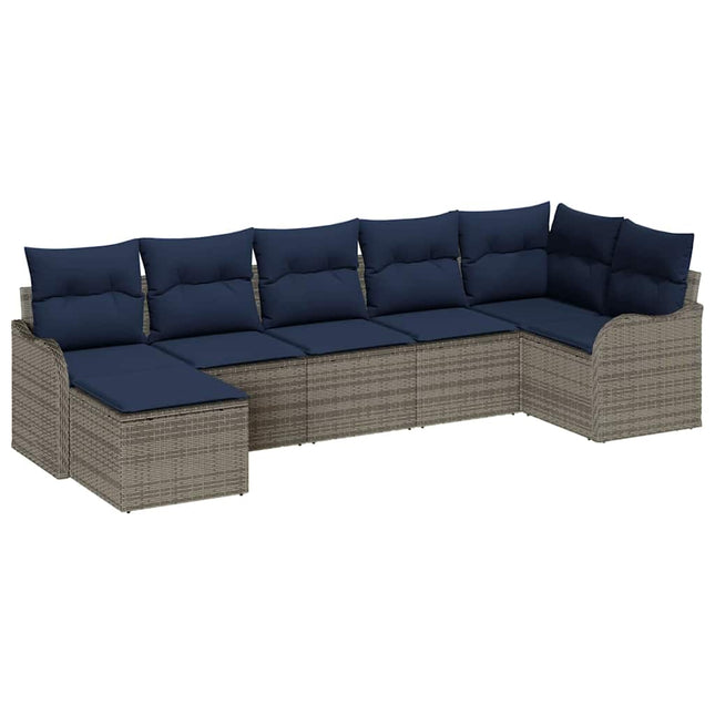 Havesofa Sæt 7 stk. Grå polyrattan
