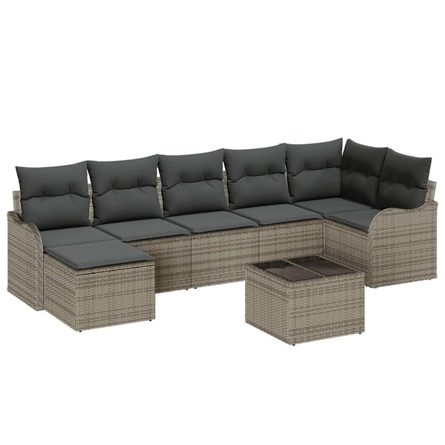 Havesofa Sæt 8 pcs Grå polyrattan