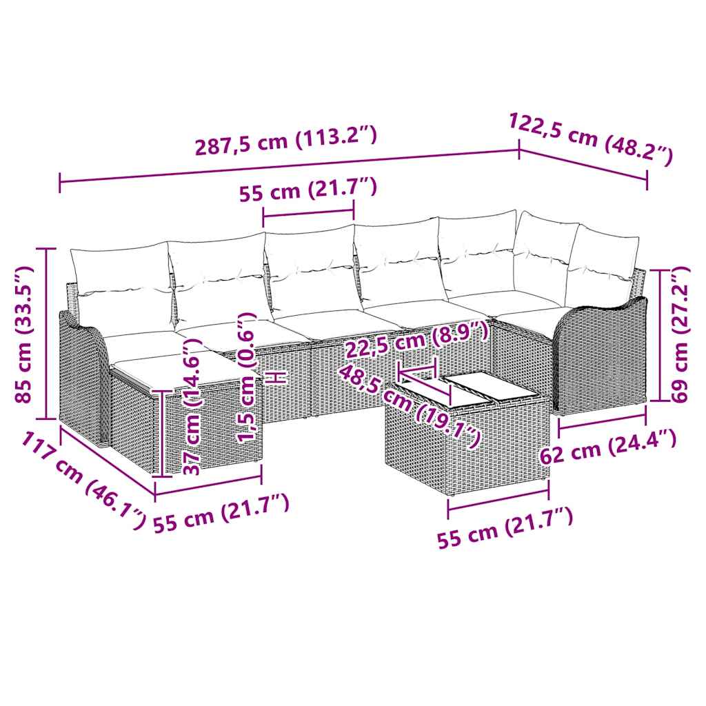 Havesofa Sæt Beige polyrattan