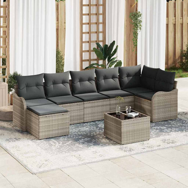 Havesofa Sæt Lysegrå polyrattan