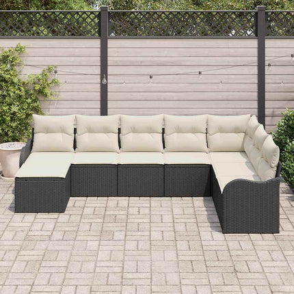 Havesofa Sæt 8 stk. Sort polyrattan