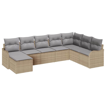 Havesofa Sæt 8 pcs Beige polyrattan