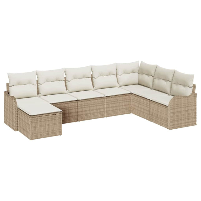 Havesofa Sæt 8 pcs Beige polyrattan