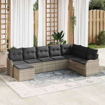 Havesofa Sæt 8 stk. Lysegrå polyrattan