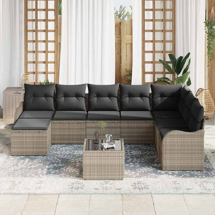 Havesofa Sæt 9 stk. Lysegrå polyrattan