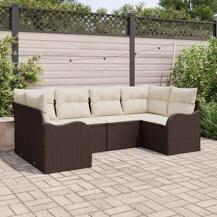 Havesofa Sæt 6 stk. Brun polyrattan